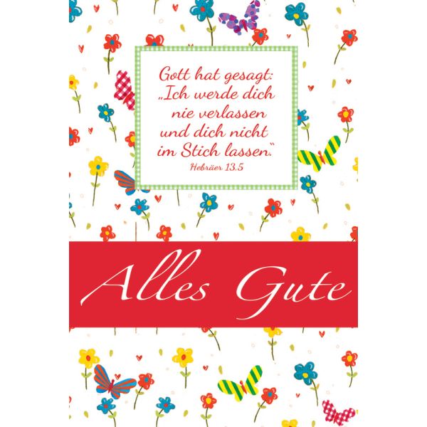 Produktbild - Faltkarte "Alles Gute" Bunte Blumen - 5 Stück