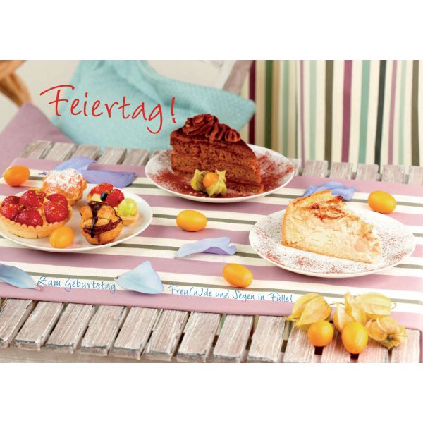 Produktbild - Faltkarte "Feiertag! Zum Geburtstag Freu(n)de und Segen in Fülle" - 5 Stück