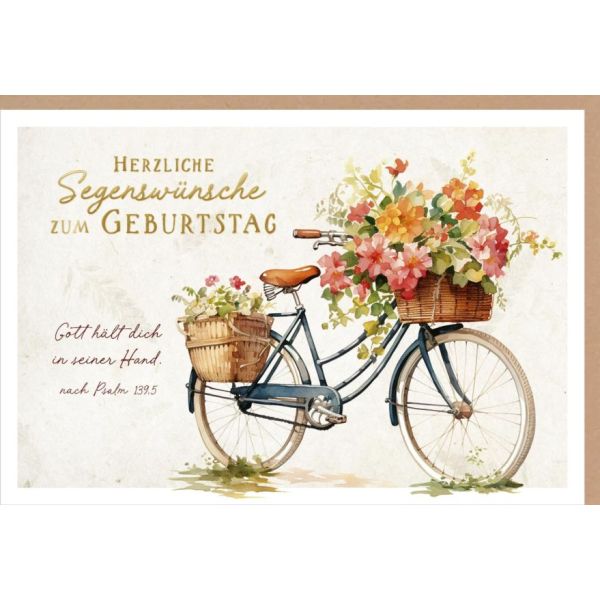 Faltkarte "Herzliche Segenswünsche z.Geburtstag" Fahrrad