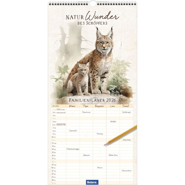 Produktbild des Artikels NaturWunder des Schöpfers 2026 - Familienplaner (Kalender - Spiralbindung)