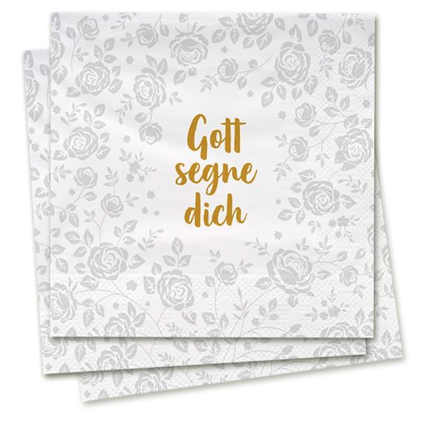 Produktbild des Artikels Servietten - Gott segne dich (Rosenmuster) ()