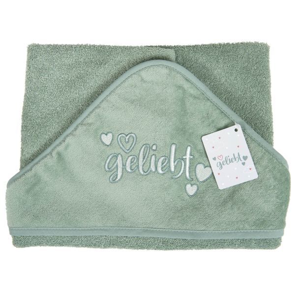 Produktbild des Artikels Baby-Badetuch "geliebt" - salbei ()