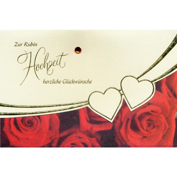 Faltkarten Rubin Hochzeit 5 Stuck Schreibwaren