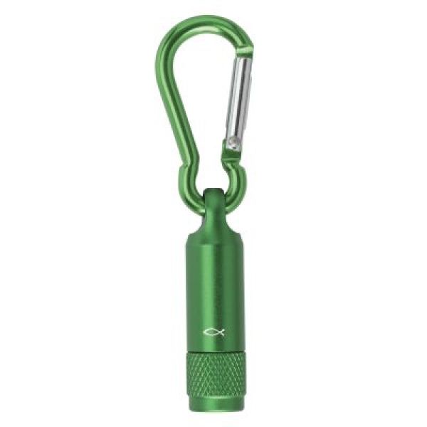 Produktbild des Artikels LED-Taschenlampe mit Karabiner "Ichthys" - grün (Schreibwaren)