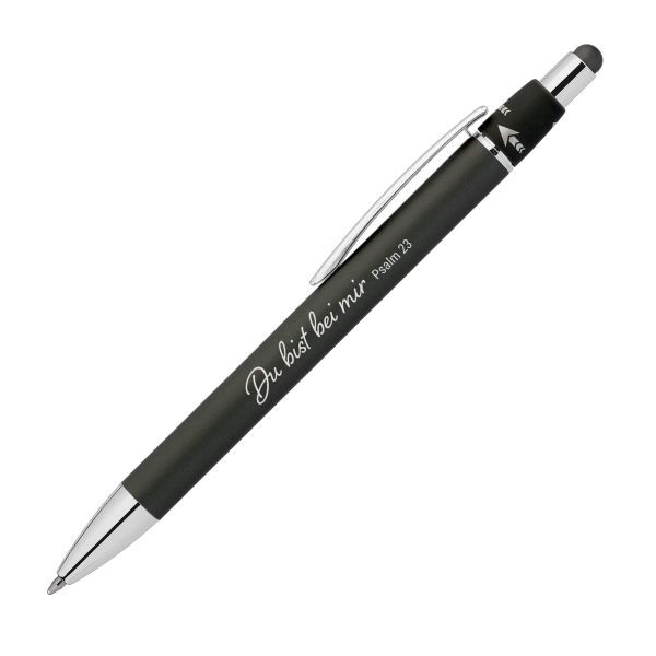 Produktbild des Artikels Metall-Kugelschreiber "Du bist bei mir" - schwarz (Schreibwaren)