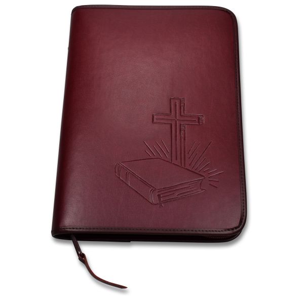 Produktbild des Artikels Bibelhülle "Bibel/Kreuz/Strahlen" Standard- weinrot (Kunstleder)