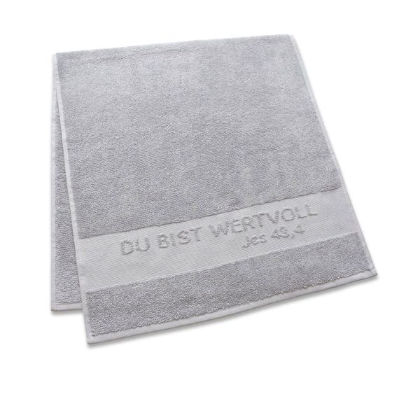 Produktbild - Handtuch "Du bist wertvoll" - grau