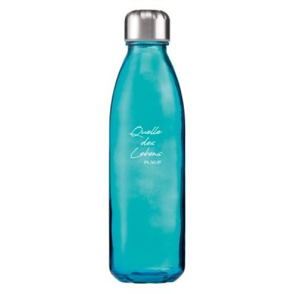 Trinkflasche aus Glas "Quelle" - blau