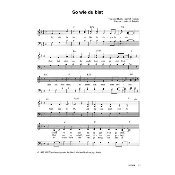 Produktbild des Artikels So wie du bist (Noten - Download)