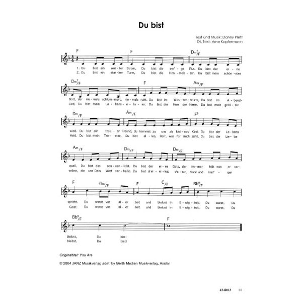 Produktbild des Artikels Du bist / You Are (Noten - Download)