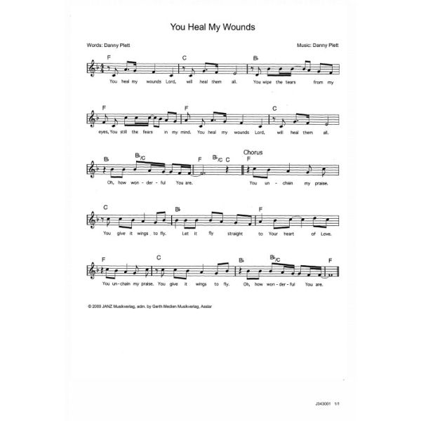 Produktbild des Artikels You heal my wounds (Noten - Download)