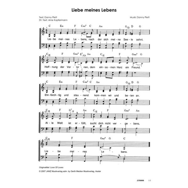 Produktbild des Artikels Liebe meines Lebens / Love Of Loves (Noten - Download)