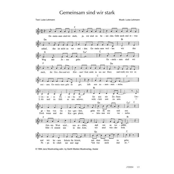 Produktbild des Artikels Gemeinsam sind wir stark (Noten - Download)