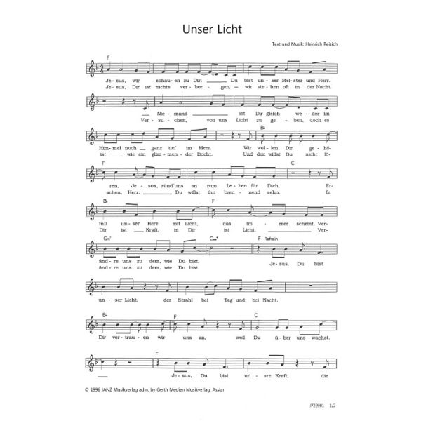 Produktbild des Artikels Unser Licht (Noten - Download)