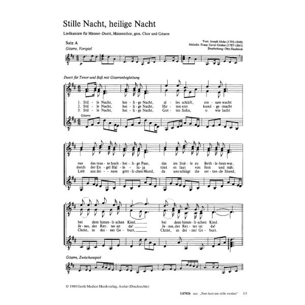 Produktbild des Artikels Stille Nacht, heilige Nacht (Noten - Download)