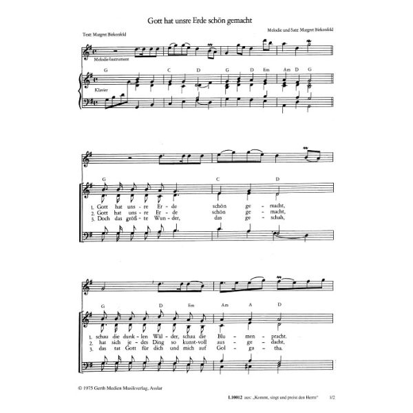 Produktbild des Artikels Gott hat unsre Erde schön gemacht (Noten - Download)