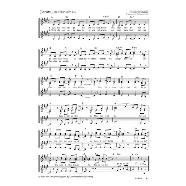 Produktbild des Artikels Darum juble ich dir zu / Stand Here And Rejoice (Noten - Download)