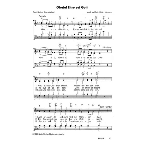 Produktbild des Artikels Gloria! Ehre sei Gott (Noten - Download)