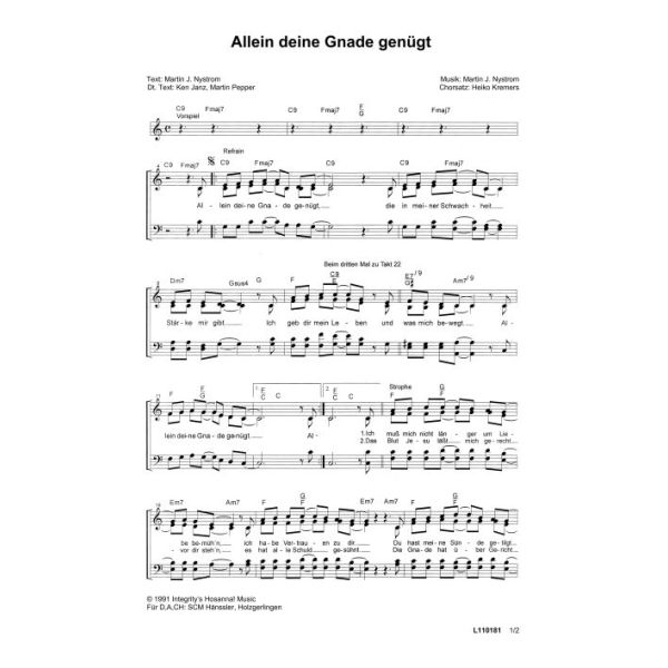 Produktbild des Artikels Allein deine Gnade genügt / Your grace is sufficient (Noten - Download)