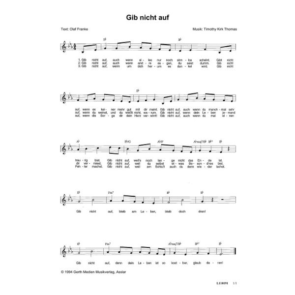Produktbild des Artikels Gib nicht auf (Noten - Download)