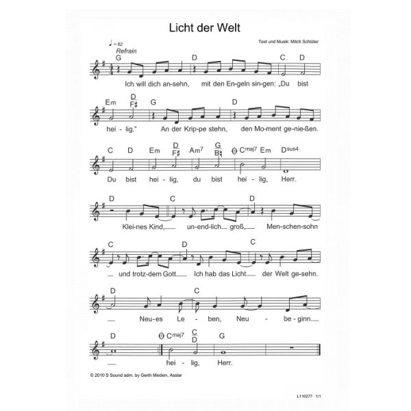 Produktbild des Artikels Licht der Welt (Noten - Download)