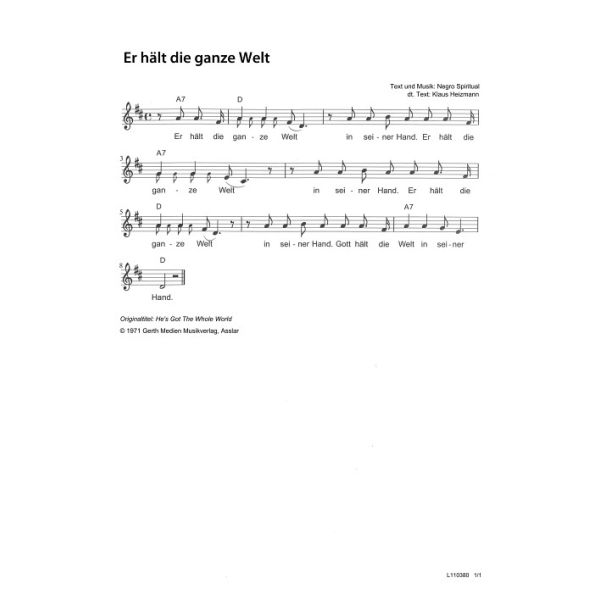 Produktbild des Artikels Er hält die ganze Welt / He's Got The Whole World (Noten - Download)