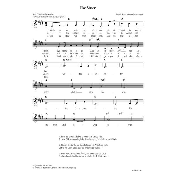 Produktbild des Artikels Üse Vater / Unser Vater (Noten - Download)
