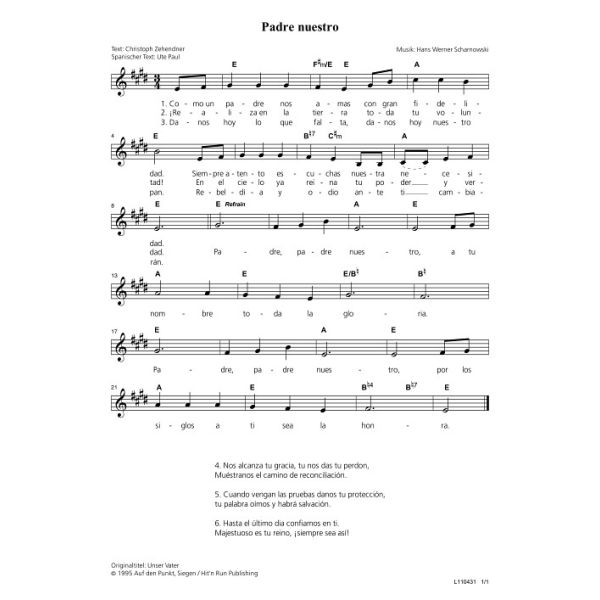 Produktbild des Artikels Padre nuestro / Unser Vater (Noten - Download)