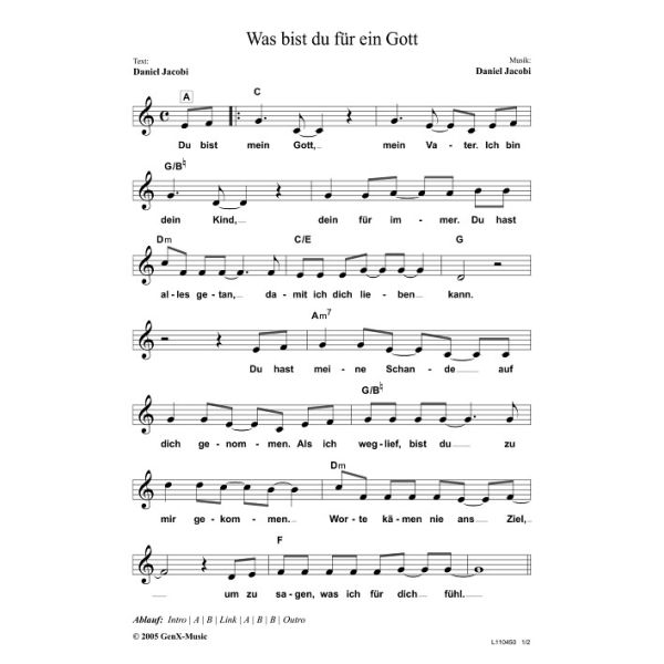 Produktbild des Artikels Was bist du für ein Gott (Noten - Download)