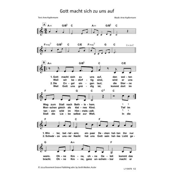 Produktbild des Artikels Gott macht sich zu uns auf (Noten - Download)