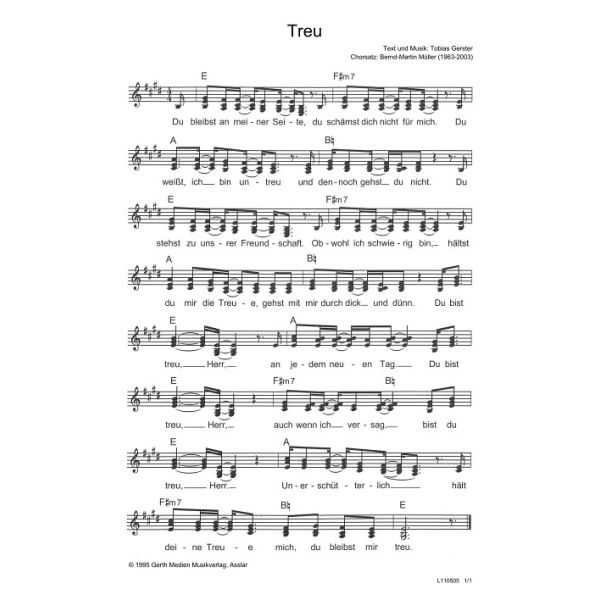 Produktbild des Artikels Treu (Noten - Download)