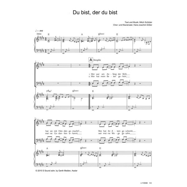 Produktbild des Artikels Du bist, der du bist (Noten - Download)