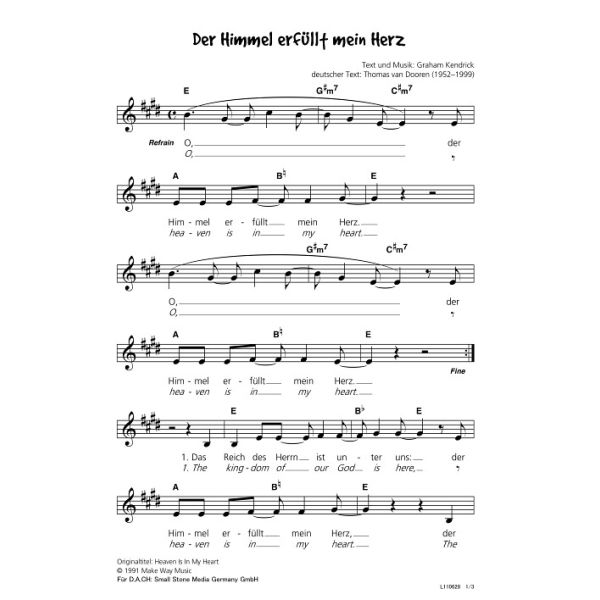 Produktbild des Artikels Der Himmel erfüllt mein Herz / Heaven Is In My Heart (Noten - Download)