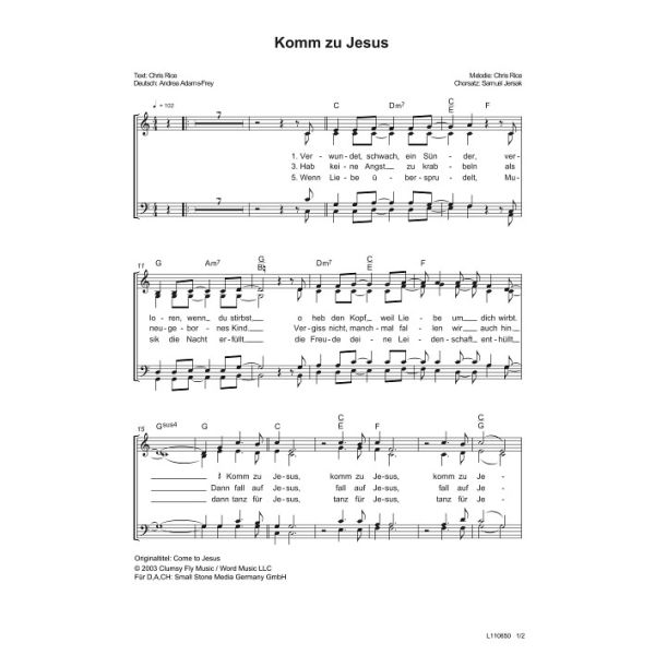 Produktbild des Artikels Komm zu Jesus / Come To Jesus (Noten - Download)