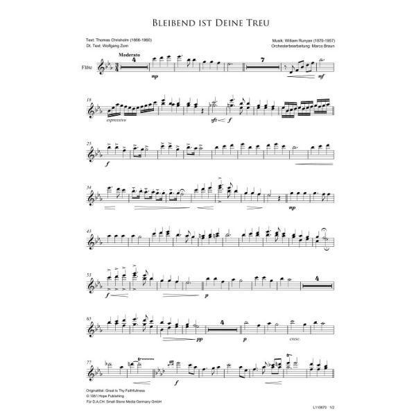 Produktbild des Artikels Bleibend ist deine Treu / Great is thy Faithfulness (Flöte) (Noten - Download)