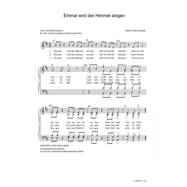 Produktbild des Artikels Einmal wird der Himmel singen / Kerran taivas laulaa (Noten - Download)