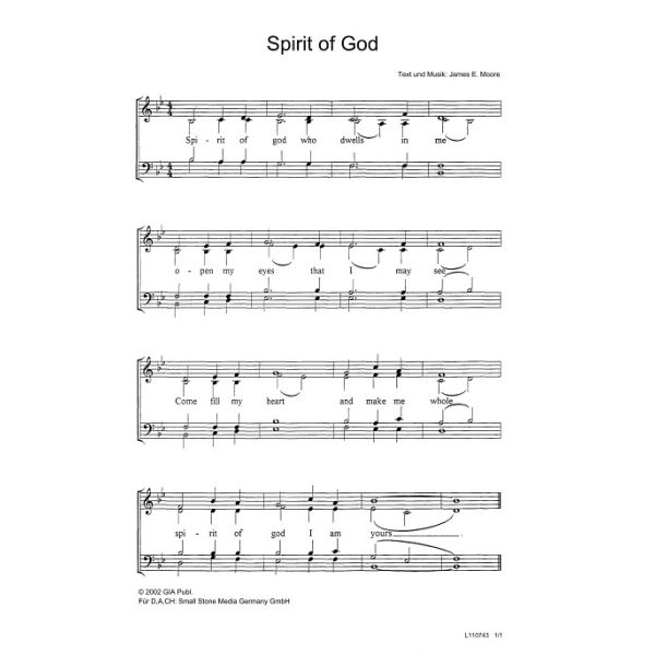 Produktbild des Artikels Spirit of God (Noten - Download)