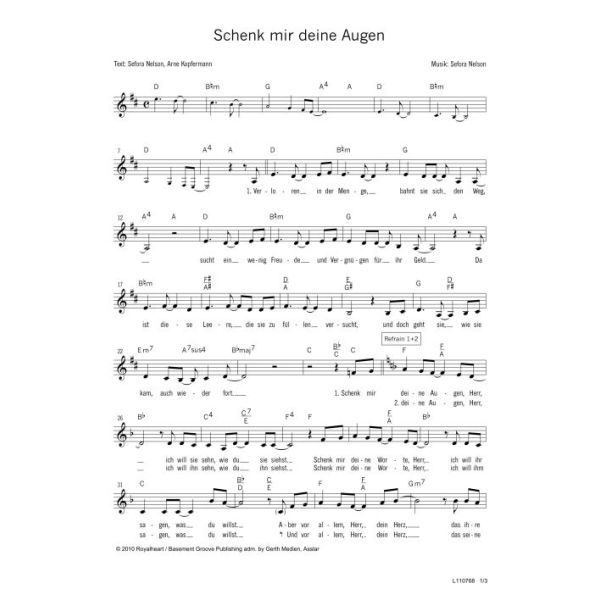 Produktbild des Artikels Schenk mir deine Augen (Noten - Download)