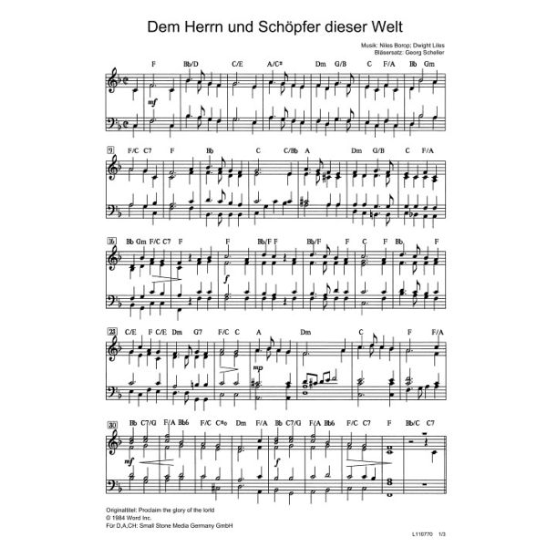 Produktbild des Artikels Dem Herrn und Schöpfer dieser Welt / Proclaim the glory of the lorld (Noten - Download)