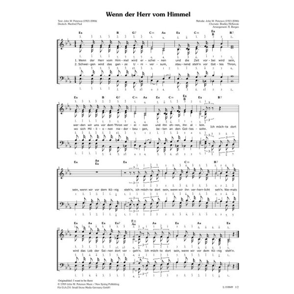 Produktbild des Artikels Wenn der Herr vom Himmel / I want to be there (Noten - Download)