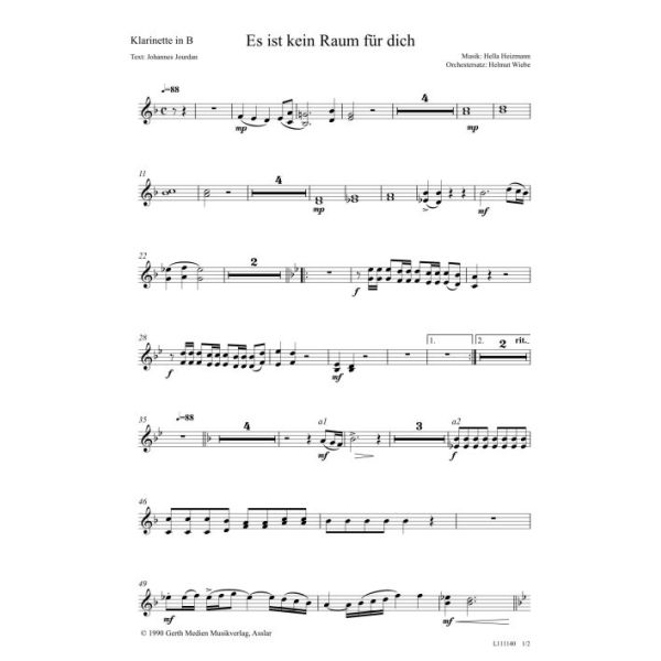 Produktbild des Artikels Es ist kein Raum für dich (Klarinette in B) (Noten - Download)