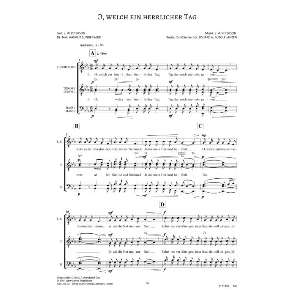 Produktbild des Artikels O welch ein herrlicher Tag / O What A Wonderful Day (Noten - Download)