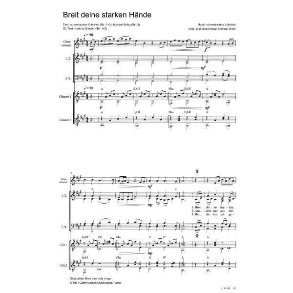 Produktbild des Artikels Breit deine starken Hände / Bred dina vida vingar (Noten - Download)