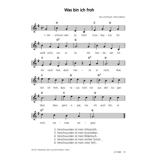 Produktbild des Artikels Was bin ich froh (Noten - Download)