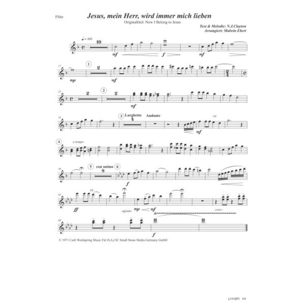 Produktbild - Jesus, mein Herr, wird immer mich lieben / Now I Belong To Jesus (Flöte)