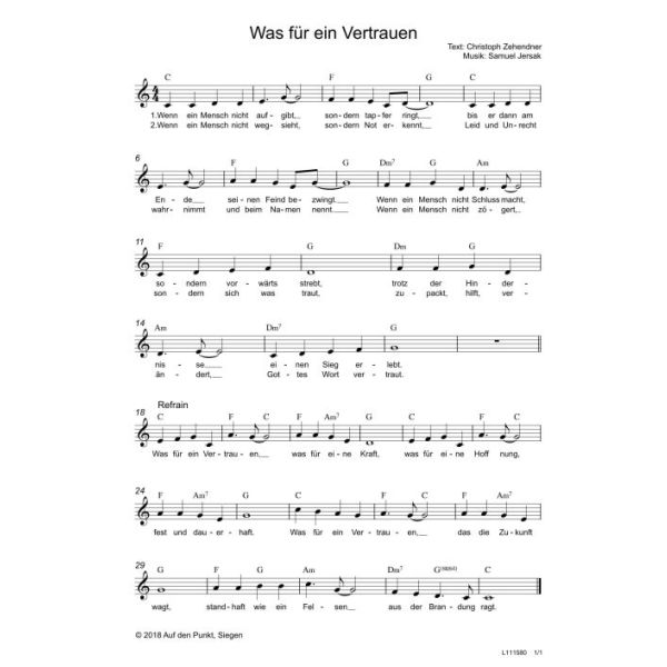 Produktbild des Artikels Was für ein Vertrauen (Noten - Download)