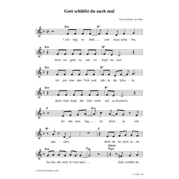 Produktbild des Artikels Gott schläfst du auch mal (Noten - Download)