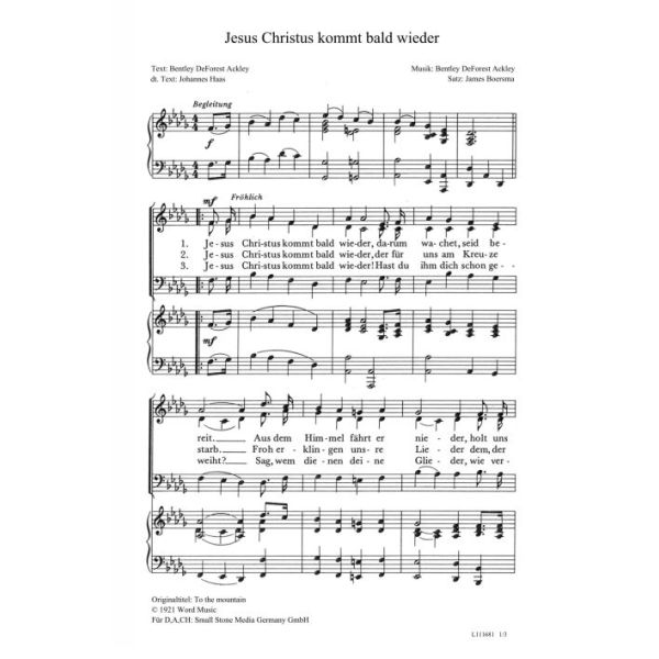 Produktbild des Artikels Jesus Christus kommt bald wieder / To the mountain (Noten - Download)