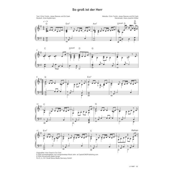 Produktbild des Artikels So groß ist der Herr / How Great Is Our God (Noten - Download)
