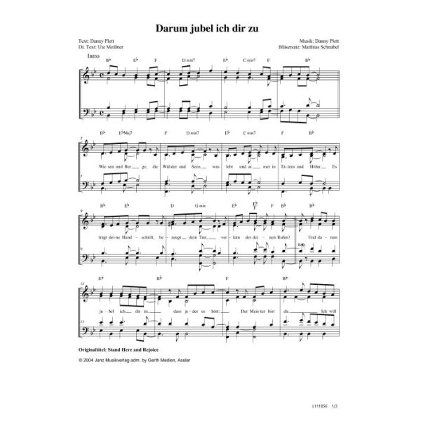 Produktbild des Artikels Darum jubel' ich Dir zu / Stand Here And Rejoice (Noten - Download)